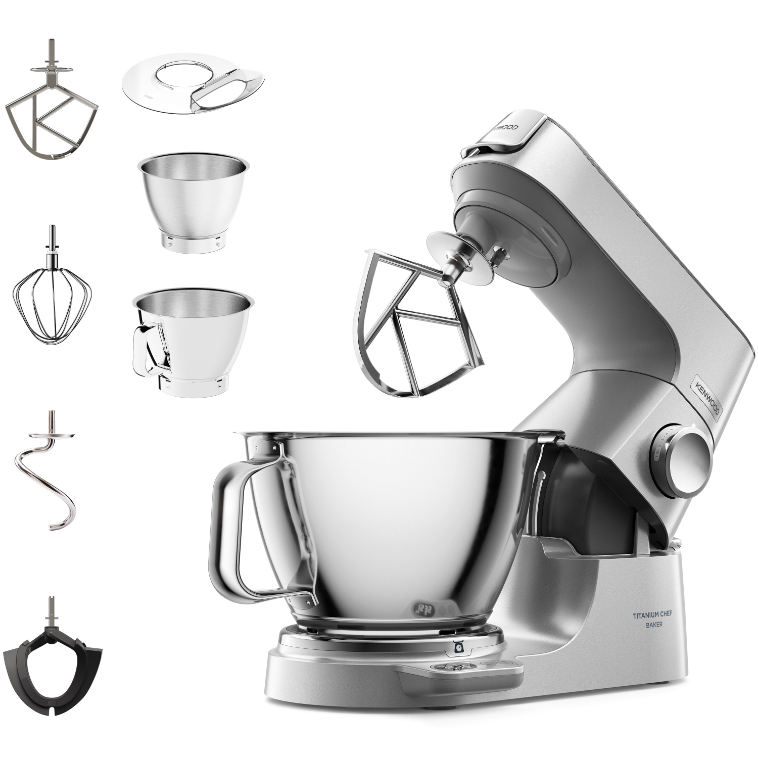Kenwood KVC85.004SI Titanium Chef Baker Küchenmaschine mit Waage und Timer 0W20011378