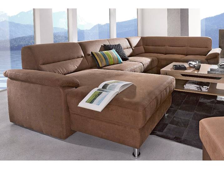 Wohnlandschaft, NaturLeder, Braun, 312×204 cm, Boxspring-Polsterung, Modern, sit&more