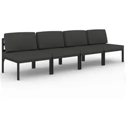 vidaXL Gartensofa 4-Sitzer mit Kissen Aluminium Anthrazit