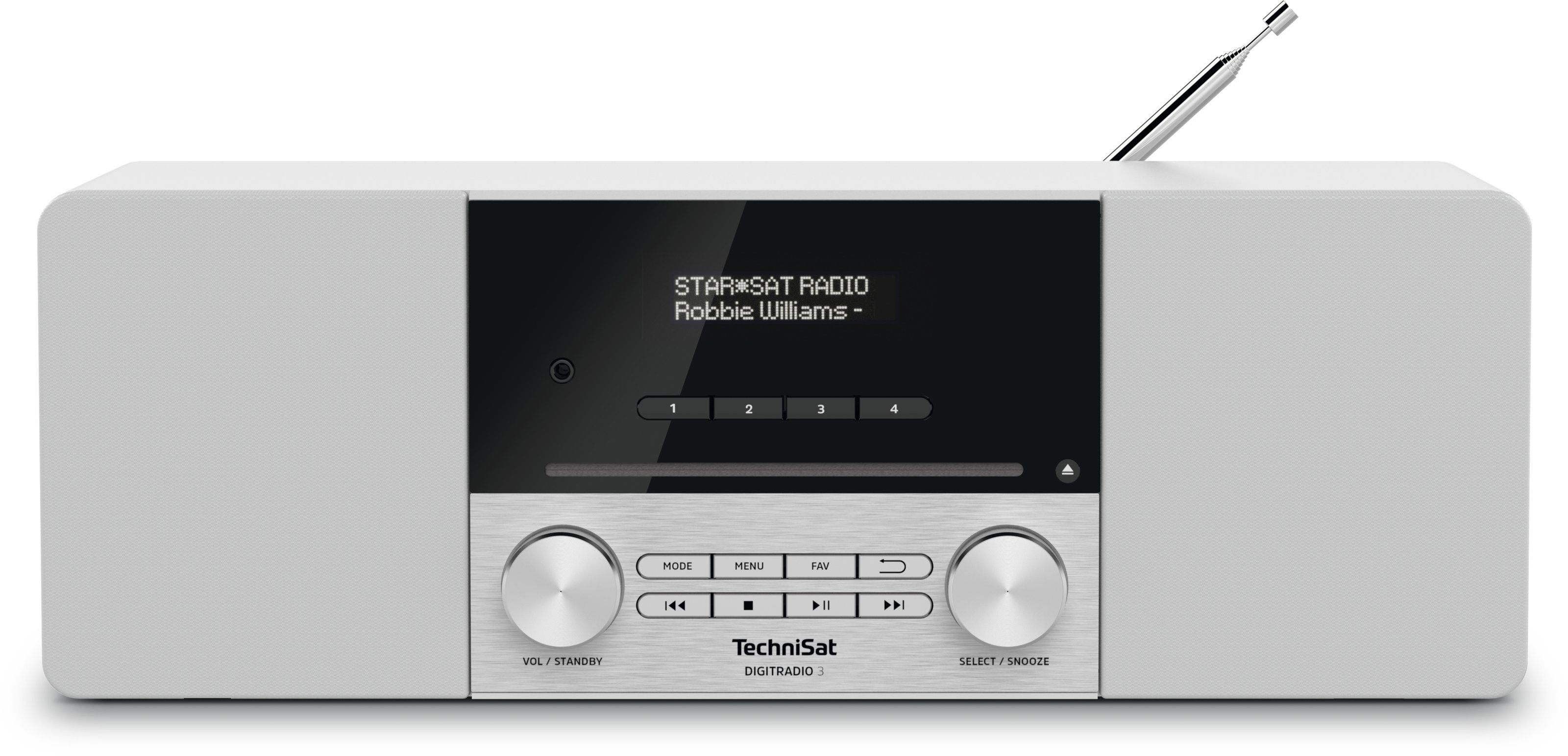 TechniSat DigitRadio 3 Bluetooth DAB+, FM Radio Persönlich (Edelstahl, Weiß) 0001/3913