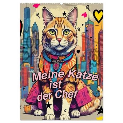Meine Katze ist der Chef (Wandkalender 2027 DIN A2 hoch), CALVENDO Monatskalender