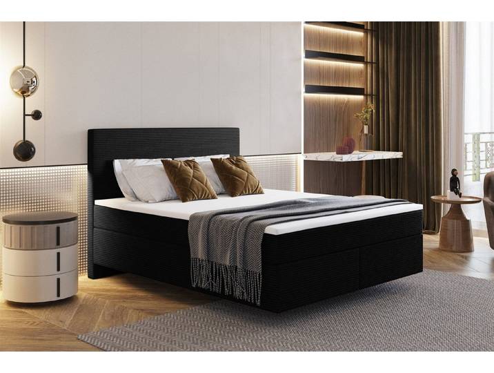 Fun Möbel Boxspringbett Schlafzimmerbett DEVIL Premium Stoff Scala (inkl. Kaltschaumtopper), Scheinbar schwebende Optik