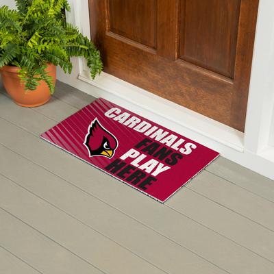 Evergreen "28 in. x 16 in. Arizona Cardinals ""Fans Play Here"" PVC Door Mat"