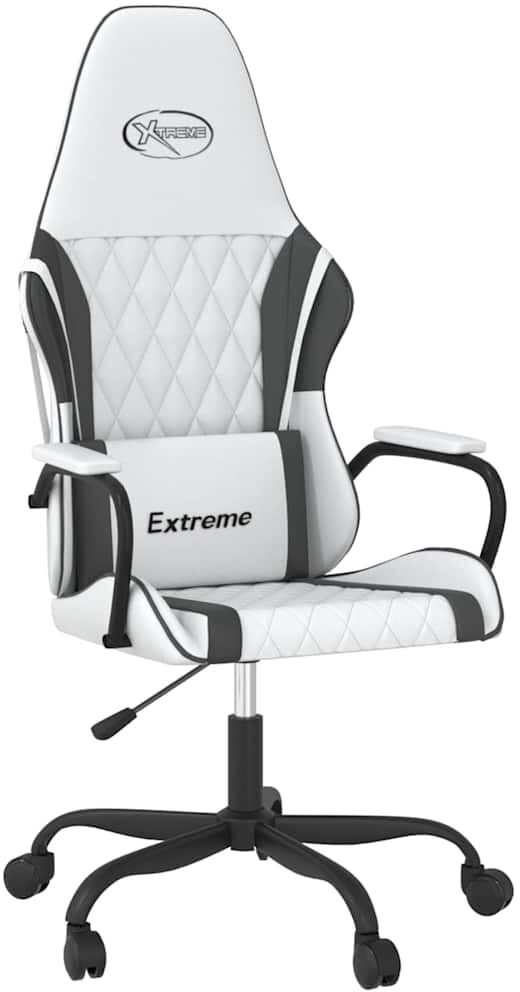 vidaXL Chaise de jeu Blanc et noir Similicuir