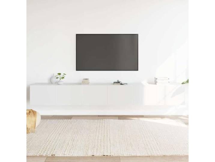HEFZGDB 3-TLG. TV-Schrank-Set Weiß Holzwerkstoff mit Wandmontage und reichlich Stauraum für Wohnzimmer