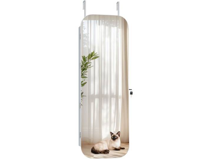 Armoire à Bijoux - DUOKU - MSL-SS1001 - Miroir Pleine Longueur - Montage Mural ou sur Porte - Blanc