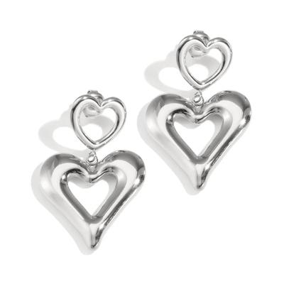 Paar Ohrhänger ADELIA´S "Ohrringe Ohrhänger mit offenem Herzanhänger", Damen, Gr. Damen, silber (silberfarben), Ohrringe, Modisch gestaltete Ohrhänger aus Modeschmuck mit offenem Herzanhänger