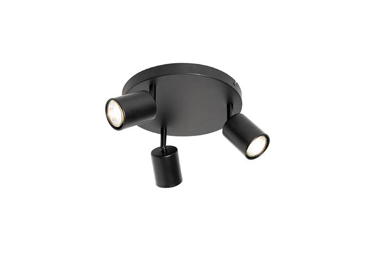 Plafonnier moderne noir réglable rond 3 lumières - Java