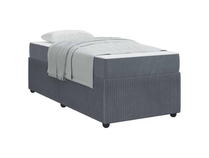 PUGYNBK Bettgestell, Dunkelgrau, 80 x 200 cm, Stoff Fester Lattenrost, robuste Holzstruktur, Taschenfederkernmatratze, mittlere Festigkeit