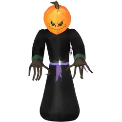 HOMCOM Halloween Dekoration Aufblasbar Selbstaufblasend Schreck Gespenst Kürbis