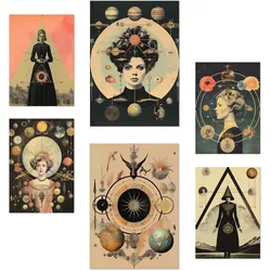 POSTER Set Mit 6 Mystischen & Esoterischen In Beige & Schwarz A3 & A4 Rahmenlos