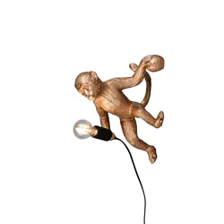 Wandleuchte Wandlampe Deko Affenfigur gold H 36,5 cm