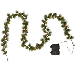 MARELIDA LED Tannengirlande Weihnachtsgirlande beleuchtet 1,4m Timer Batterie für Außen