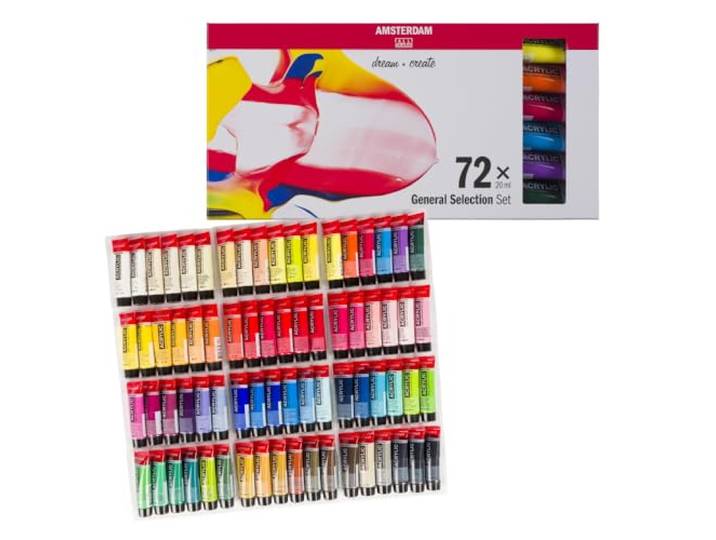 Amsterdam Standard Series Set de Peinture Acrylique pour Débutants Set d'Essai (72 x 20 ml) Sélection de Couleurs de Base
