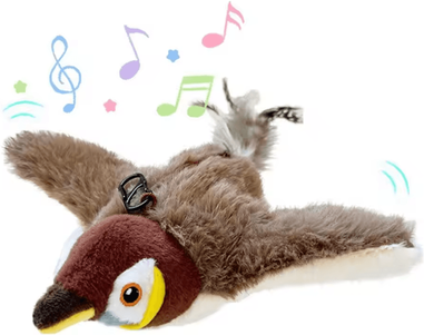 Inspire Curations Interactive Flapping & Chirping Bird Cat Toy With Catnip brown