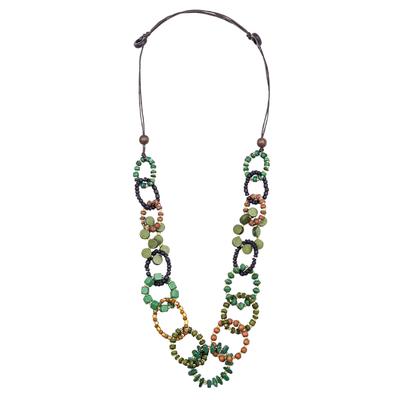 Lange Kette "Boho", Damen, Gr. onesize, Holz, grün, COLLEZIONE ALESSANDRO, Basic, Halsketten, filigran gearbeitet