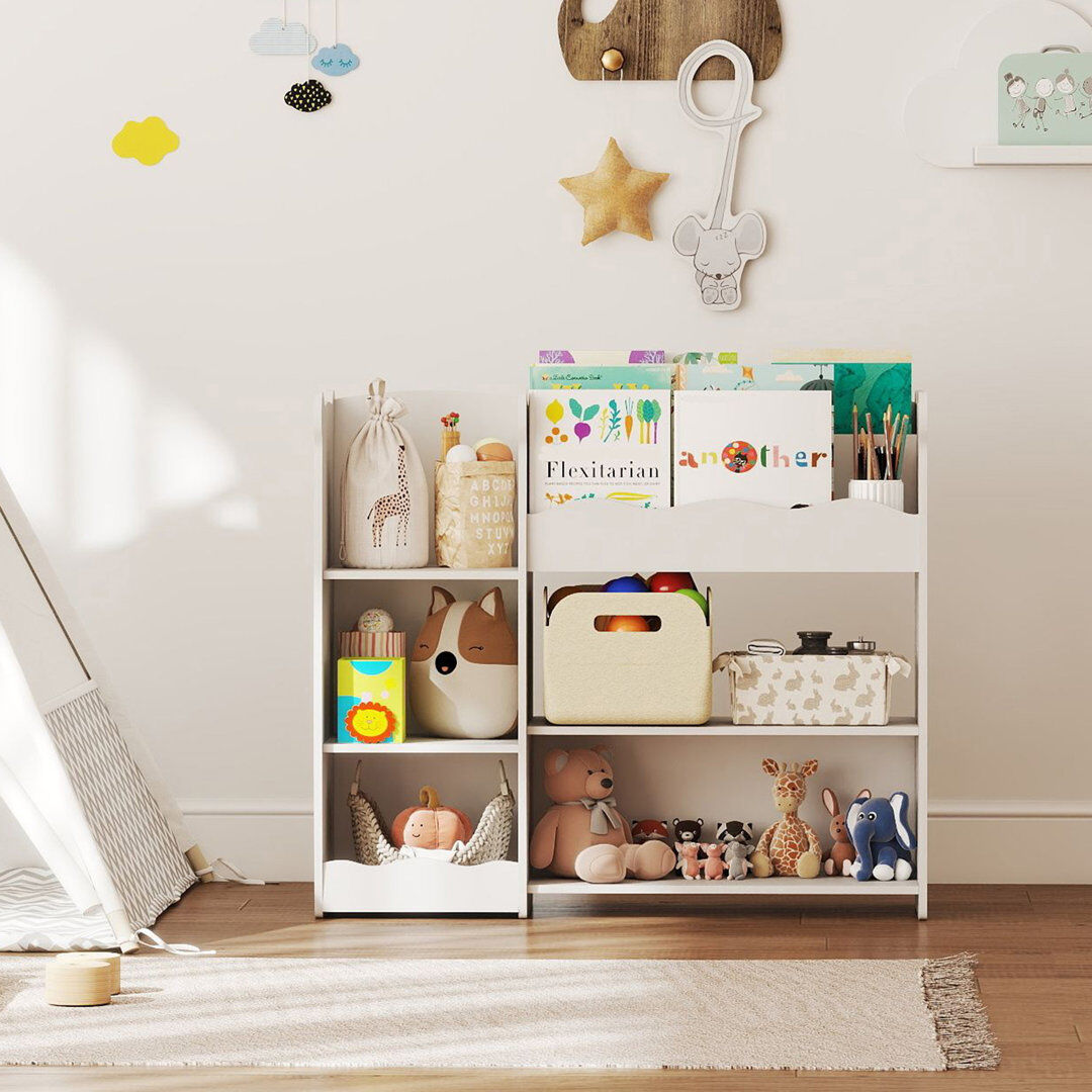 Isabelle & Max AIYAPLAY kids Toy storage unit, three tier Kids Bookshelf for Nursery, White White 79cm H X 92cm W X 29cm D