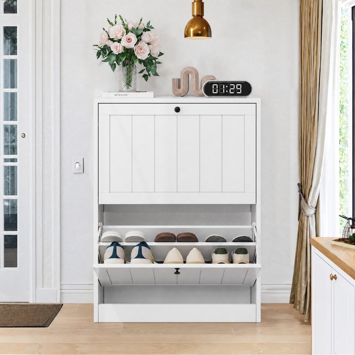 Sweiko Schoenenkast Halmeubel met 2 klepdeuren - Wit