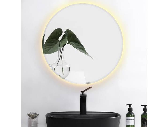 Miroir de salle de bain - JEOBEST® - Blanc chaud 70x70cm - LED - Interrupteur Tactile