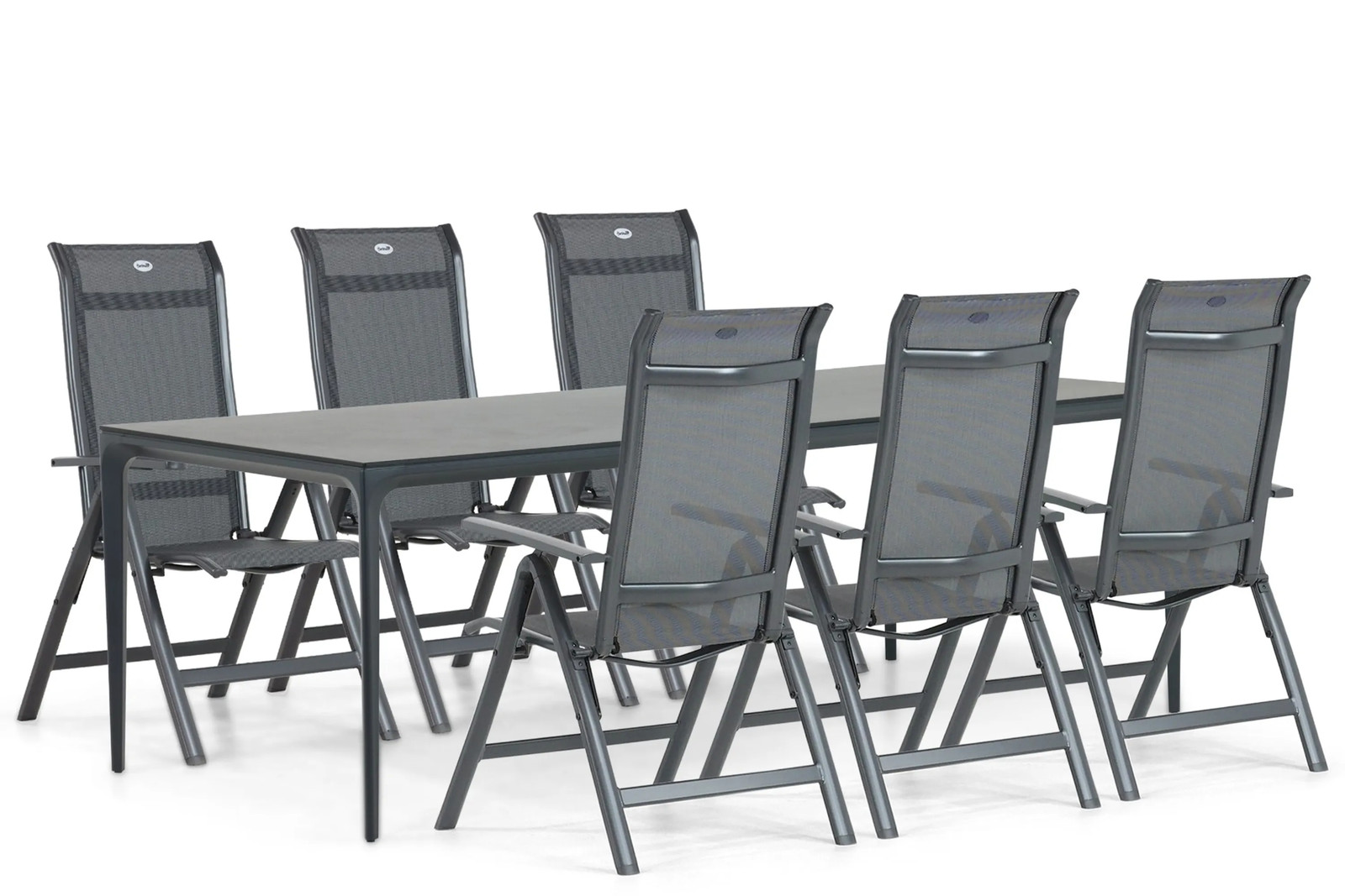 Hartman Alice/Cesar 7-delige eetset voor tuin en terras, 220 cm, grijs