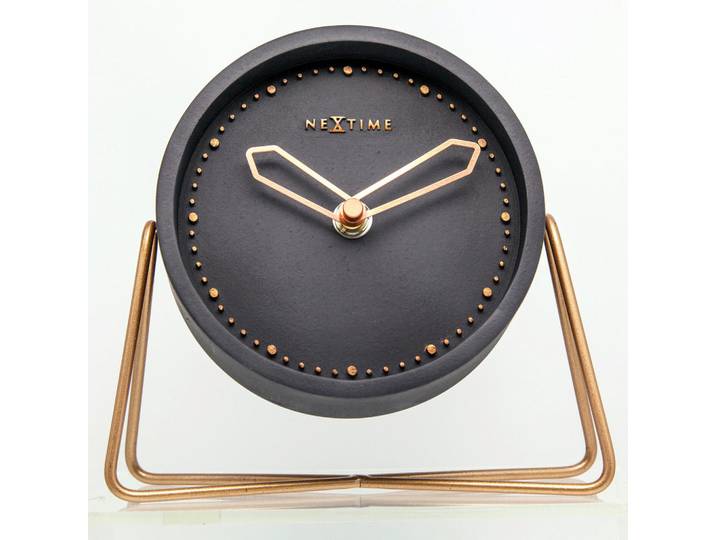 Nextime Tischuhr, Schwarz, Metall, Naturmaterialien, 17x15.5x5.5 cm, RoHS, CE, Dekoration, Uhren, Tischuhren