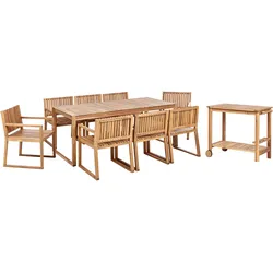 GARTENMÖBEL-SET 8-Sitzer Heller Holzfarbton Sassari II
