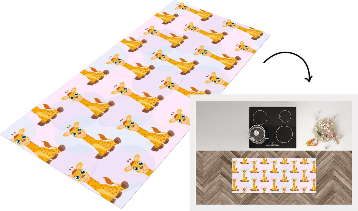 KitchenYeah Keukenloper Giraffe Patroon Vinyl - 120 x 50 cm