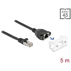 DELOCK 87123 - Netzwerk Verlängerungskabel, Easy 45, S/FTP, Cat.6a, 5 m, schwar