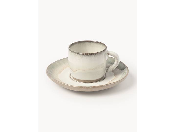 Tasses à expresso artisanales avec sous-tasses Myrtille, 4 pièces