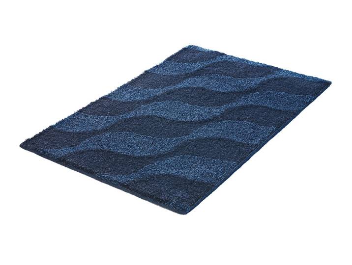 Badematte KLEINE WOLKE »Onda«, Badvorleger, Badezimmer Teppich , navy, H:15mm, Polyacryl, Badematten, Badematte, Badteppich, modernes Ton in Ton Wellendesign, flauschig