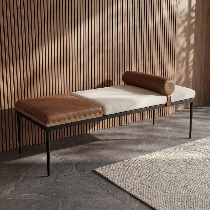 17 Stories Tavione Storage Bench Brown 47cm H X 140cm W X 55cm D