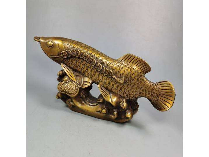 Statue de poisson porte-bonheur en cuivre, décoration de bureau et de maison, cadeau pour ornement de bureau