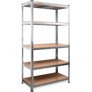 Böttcher-AG Schwerlastregal Premium, 5 Holzböden, 175kg Fachlast, verzinktes Steckregal, silber, 180 x 90 x 40cm