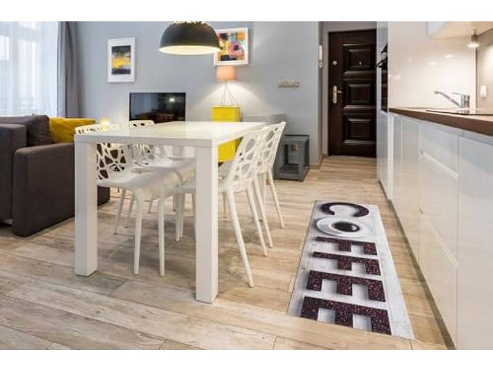 andiamo Teppich Läufer Kitchen mit ruschhemmender Rückseite - Küchenteppich PVC Küchenläufer Flur Läufer Teppichläufer 50 x 150 cm Kaffee