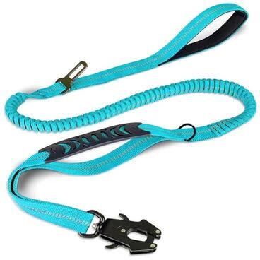 Uplift Essentials Heavy Duty Tactical Reflective Bungee Dog Leash sky Blue