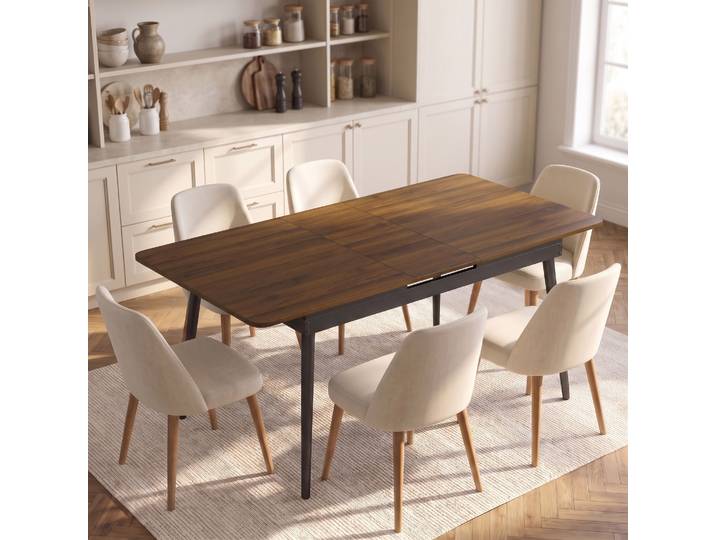 HOMCOM Table Extensible 4-6 Pers. 130-160cm Noyer Clair Cuisine