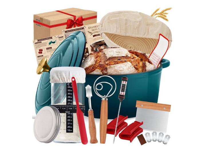 LuxusKollektion Schmortopf Gusseisen Topf Brotbacken 26cm Grün