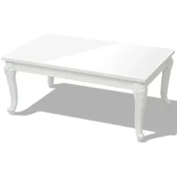 Décoshop26 - Rechteckiger Couchtisch klassisches Design 100 x 60 x 42 cm glänzend weißes MDF DEC036964