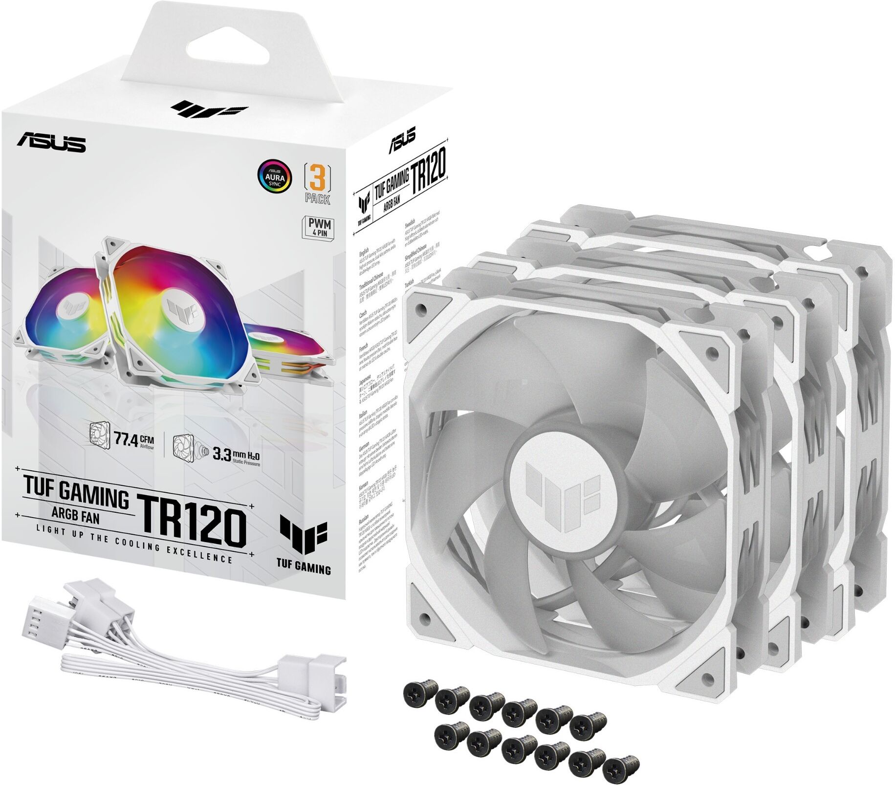 Asus TUF Gaming TR120 ARGB 120mm PWM Case Fan 3-Pack - White