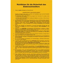 Aushang, Richtlinien für die Sicherheit des Elektroschweißers - 250x380x0.6 mm Aluminium glatt