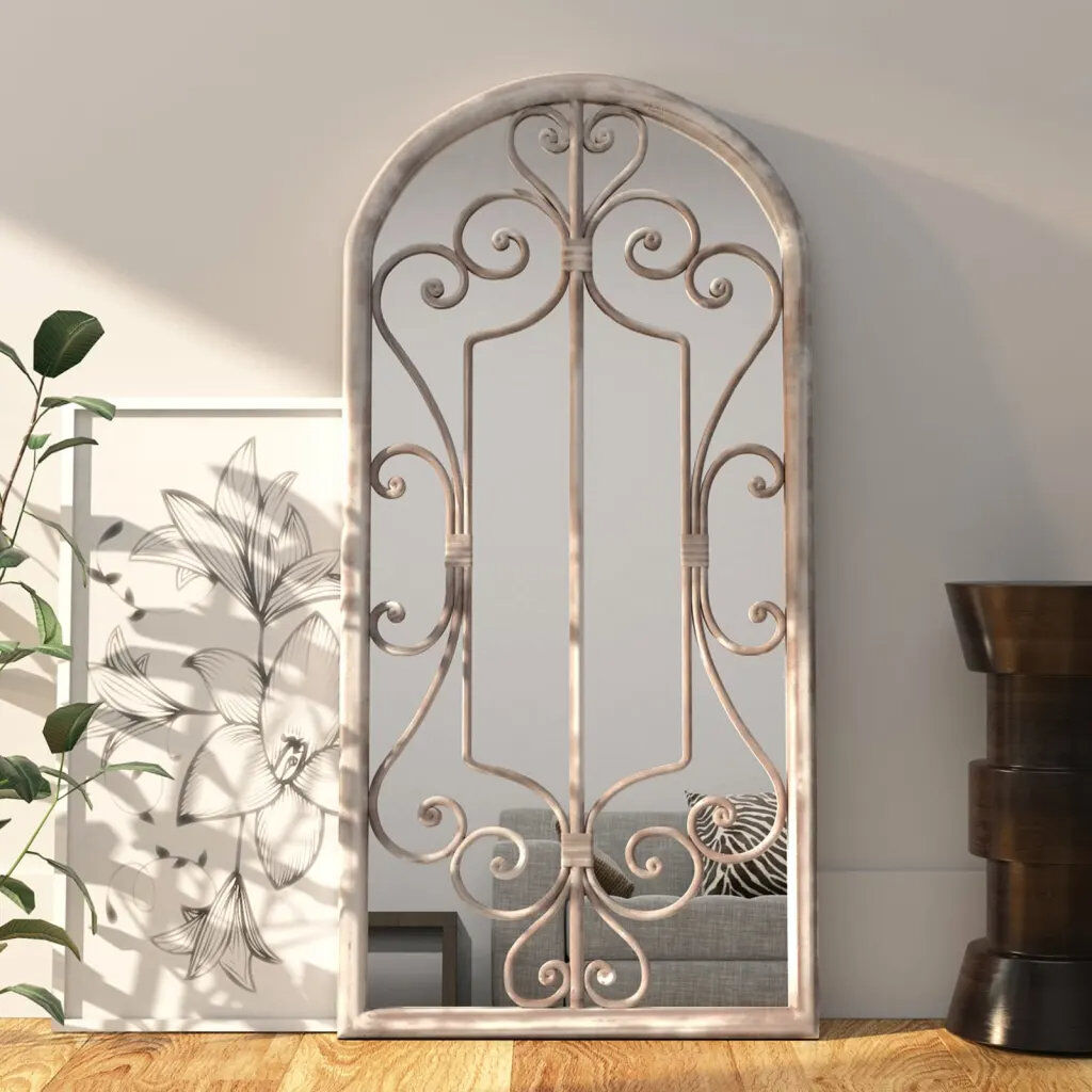Rosalind Wheeler Abdul-Nafi Flat Mirror Sand 100cm H x 45cm W