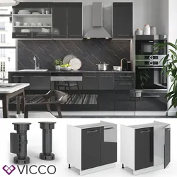 VICCO Spülenunterschrank 80 cm Anthrazit Küchenzeile Unterschrank Fame