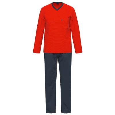 Schlafanzug AMMANN "Schlafanzug lang Men / Nightwear", Herren, Gr. 106, rot, Obermaterial: 100% Baumwolle CO., Homewear-Sets Schlafanzug