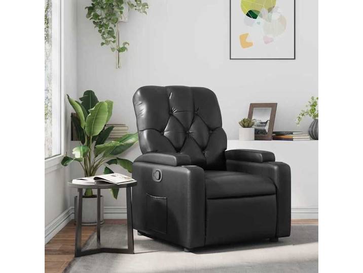 Moderne Fauteuil inclinable - Régler manuellement - Noir - Similicuir - 74x86.5x93.5 cm - Fauteuil Releveur @FR 4060