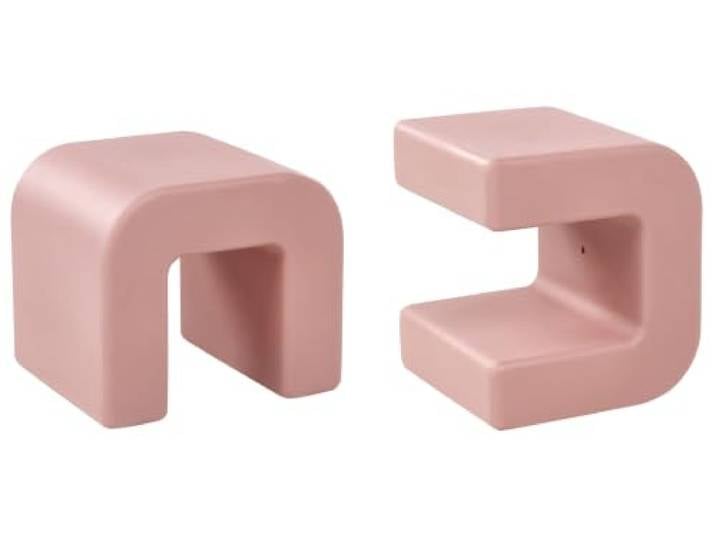 Beliani Beistelltisch 2er Set Kunststoff rosa organische Form In- & Outdoor modern Mozia