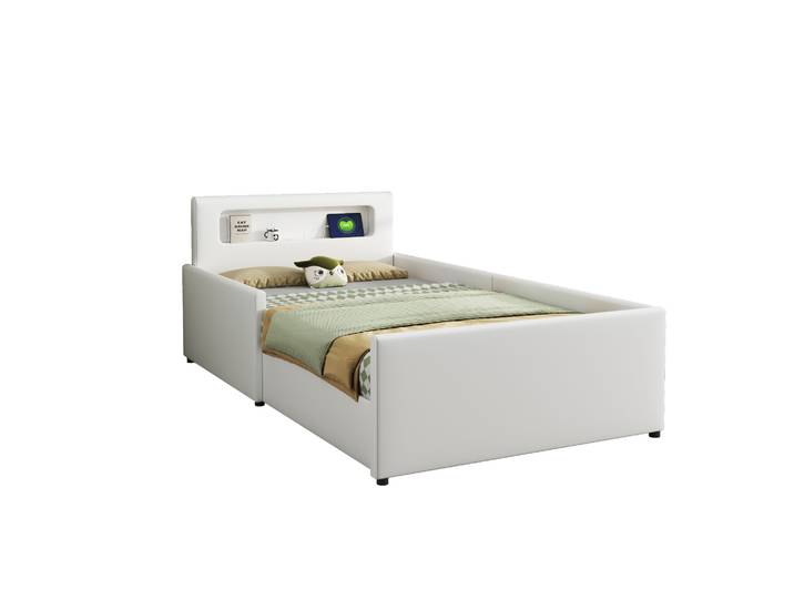 Lit Enfant Lit Simple 90 X 200 Cm Avec Usb\, Veilleuse Et Tiroir De Rangement\, Sans Matelas\, Blanc