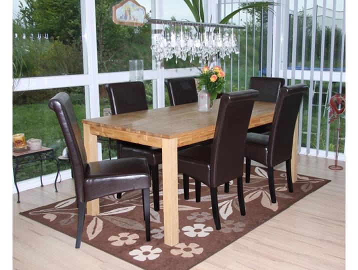 6er-Set Esszimmerstuhl Stuhl Küchenstuhl Novara II, Leder Braun, dunkle Beine