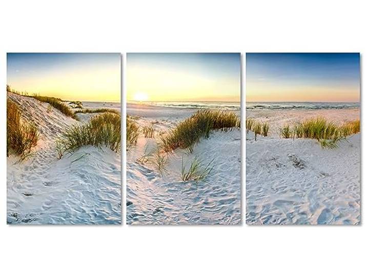Queence Acrylglasbild 3-Teilig 180x90 cm Triptychon Sonnenuntergang Wandbild Glasbild Acrylbild Acryl Glas Kunstdruck Wand-Deko mit Aufhängesystem