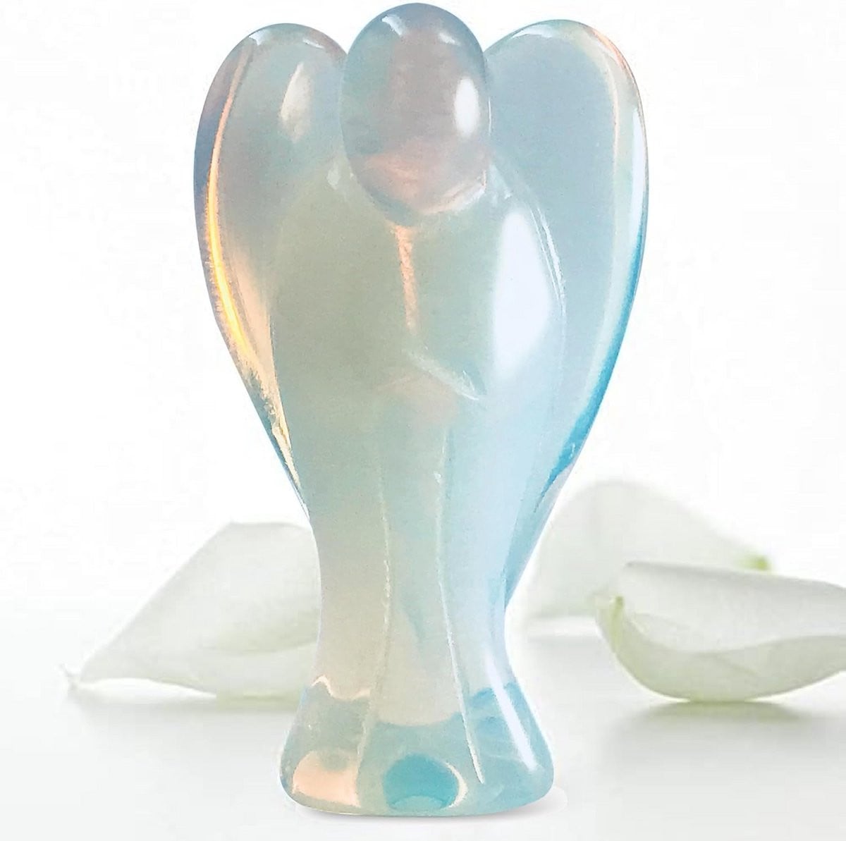 Beschermengel Figuur met Serenity Gebedskaart - Opaal Kristal Geluksbrenger