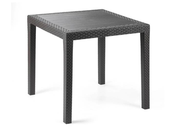 Gartenmöbel-Serie mit attraktivem Rattan-Dekor, Anthrazit, Tisch Quadratisch